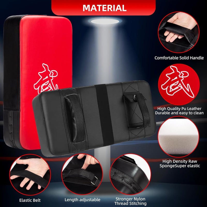 ZERUIDM 4-in-1 Kids Boxing Pads Gloves Kick Punching Mitts Set, Leather Hand Target Focus Pads, MMA Muay Thai Pads for Kicking Taekwondo Karate Kickboxing, Youth Boxing Training Sparring Gear Equipment - Image 2